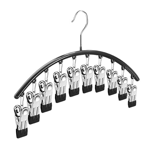 Gruccia per pantaloni - Gruccia per gonna da 37 cm, eccellente durata | Grucce per esposizione di leggings per gonna dietro la porta in acciaio inossidabile con 10 grandi clip rivestite in, gruc