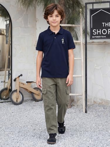 Image of Li'l Tomatoes Boys Sports Polo T-Shirt Polyester Casual Summer Tee | inchGolf Player inch Printed Collar Neck T-Shirt | Lightweight & Breathable Half Sleeve Sports Wear | Stylish Polo Tee | 9-16 Years