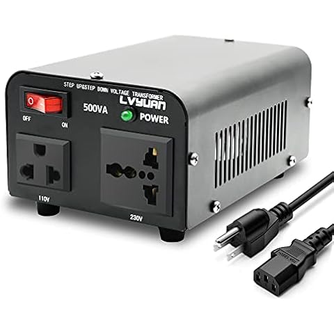 LVYUAN Voltage Transformer Converter 500 Watt Step Up/Down Convert from 110-120 Volt to 220-240 Volt and from 220-240 Volt to 110-120 Volt with US Outlet, Universal Outlet, Circuit Breaker Cover