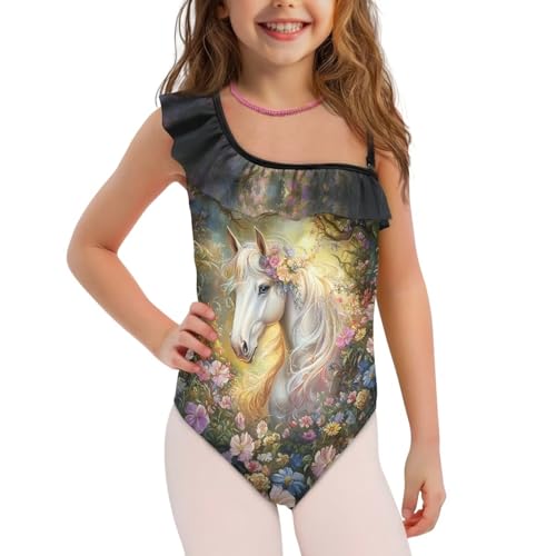 Image of Girls One Piece Swimsuits Size 3-14 Trendy Ruffle Bathing Suit Casual Hawaiian Summer Beach Swimwear