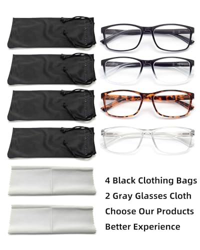 Foxmook 4 Pack Stylish Blue Light Blocking Reading Glasses thumb #1