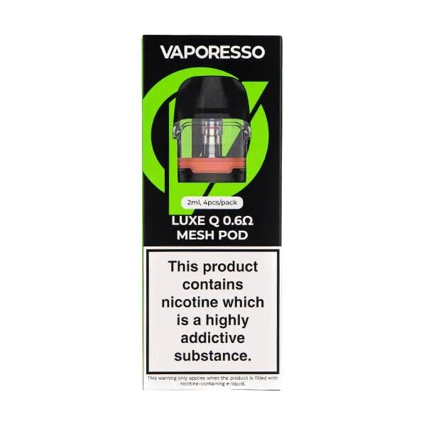 Vaporesso LUXE Q Replacement Pods - 4PK 2ml Pods for LUXE Q & Q2 Kit - No Nicotine (0.6ohm)