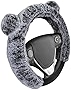 BDK Bear Fur Plush Steering Wheel Cover - Cute Faux Wool Protector for Women Girls Fits Wheels 14.5 - 15 inch Gray - with Ears