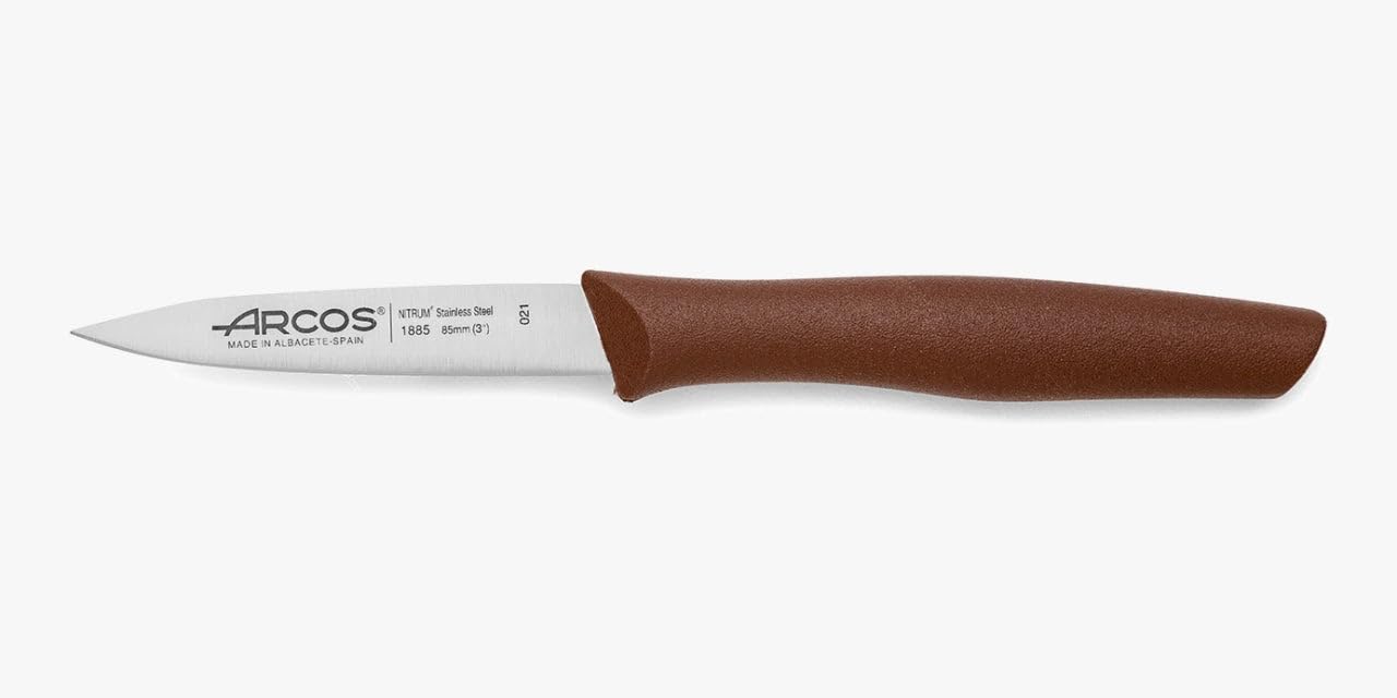 Arcos Couteau Mondador Acier Inoxydable 85 mm - Pour Fruits et Légumes - Manche Ergonomique Polypropylène - Série Nova