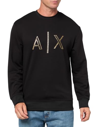 Armani Exchange Men's Aix Armani Exchane Men's Stud Logo Sweat Shirt Black, X-Small