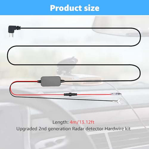 Kit de cable duro micro USB MONDGE para cámara de salpicadero de coche con adaptador 12V-24V a 5V 2