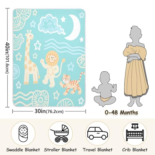 Custom Cute Animal Giraffe Tigers Star Yellow Blue Receiving Blankets Breathable Personal Tigers Blankets for Newborns, Infants, & Toddlers 30x40in cobijas para ni?os3