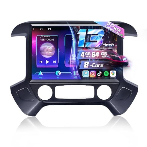Gearzbtor 13.1 Inch 8 Core Car Radio for Chevy Silverado GMC Sierra 2014-2018 5Ghz WiFi IPS Touch Screen Silverado Stereo Wireless CarPlay Android Auto BT GPS FM/RDS Backup Camera MIC 4+64G,Black