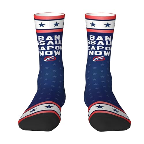 PAUPPY Stop Guns, Ban Assault Weapons Now Gifts Knee Socks for Women Long Tube Striped Socks Athletic Socks for Girls Youth