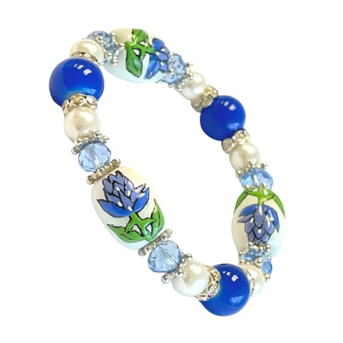 State Flower Beaded Bracelet - Botanical Jewelry Gift for Woman