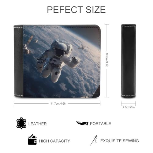 Spaces-Earth Astronaut Bi-fold Wallet for Men Women Print PU Leather Slim Cash Card Holder2