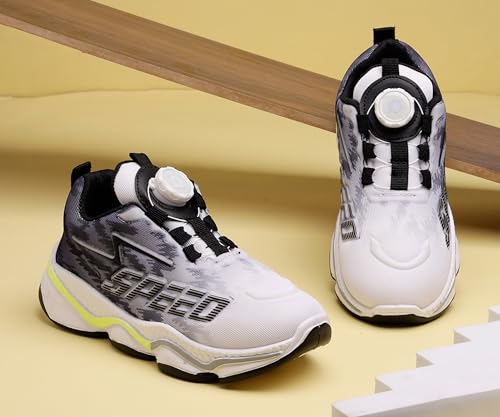 Image of Kids Auto lace-up Shoes with Rotary Dial Lock | Stylish Dual Color Tone| Sturdy Design, Cushioned Insole, Slip Resistant