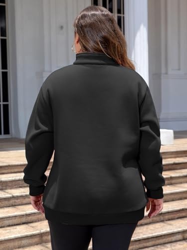 Chulianyouhuo Womens Plus Size Half Zip Pullover Long Sleeve Oversized Sweatshirt Drop Shoulder Hoodie Teen Girls Y2K Clothes3
