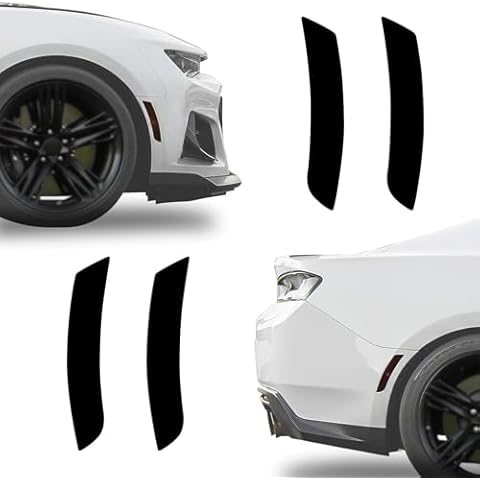 NDRUSH Blackout Side Marker Lights Vinyl Tint Film Precut Overlay Front Rear Sidemarker Wrap Cover Compatible with Chevy Camaro 2016 to 2021 Cover