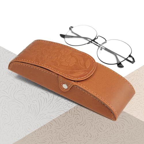 Image of Orsus Women's Hard Glasses Case with Belt Clip - Premium PU Leather with Felt Lining, Magnetic Closure - Eyewear Pouch