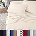 3 Piece Twin XL Bed Sheets | College & Dorm Checklist | Light Weight, Soft Breathable Sheets | Brushed Cotton Rich Blend | Secure-Fit, Wrinkle Resistant, Durable, Easy Care Comfy Bed Sheets | Ivory