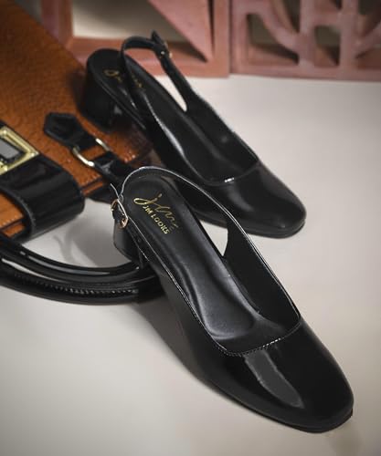 Image of JM LOOKS Women's Slingback Closed Toe Block Chunky Low Heel Pumps - 2. Inches Office Wedding Party Dress Shoes