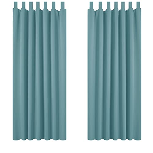 Deconovo Energy Saving Thermal Insulated Tab Top Blackout Curtains for Nursery 140x175cm Sky Blue ONE Pair