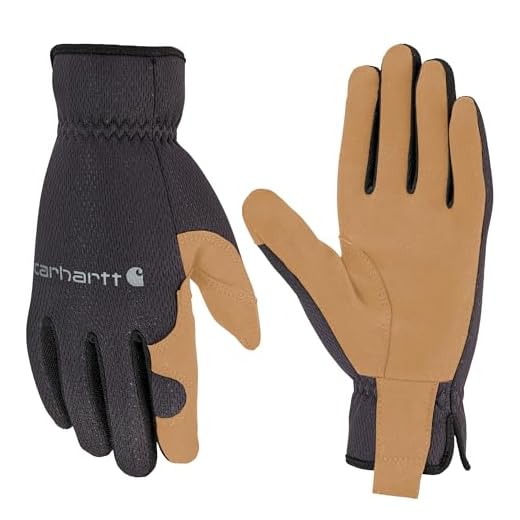Carhartt Men's High Dexterity Open Cuff Glove, Black Barley, Medium