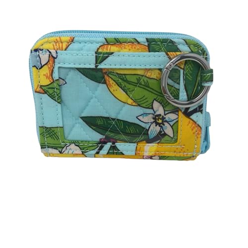 Vera Bradley Women's Cotton Petite Zip-around Wallet With Rfid Protection, Lemon Grove - Recycled Cotton, One Size