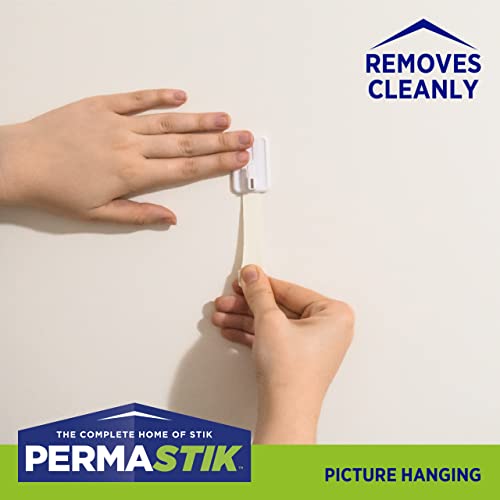 Image of PermaStik Picture Hanging Kit Includes Removable Adhesive Hooks, 9 Small, White