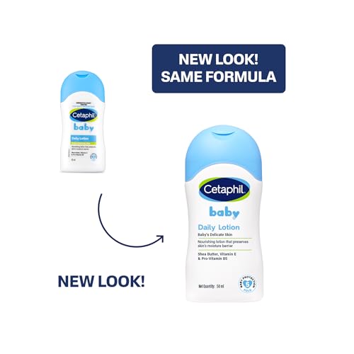 Image of Cetaphil Baby Daily Lotion, Suitable for baby's delicate skin, Shea Butter and Vit E, Dermatologist Tested and Pediatrician Recommended, 50 ml
