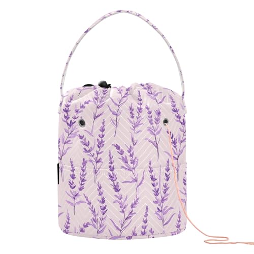 Yarn Storage Bag Small Crochet Bag Knitting Bag Organizer Lavender Purple Yarn Bags for Crocheting Basket