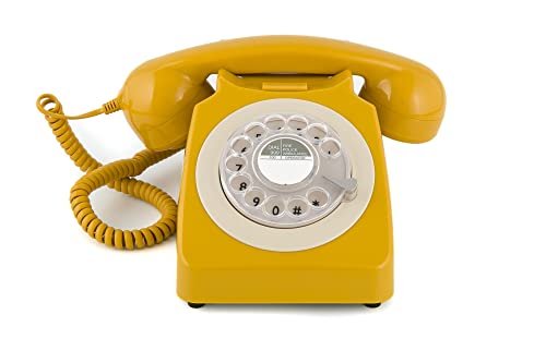 GPO 746ROTARYMUS Retro Telefon mit Wählscheibe im 70er Jahre Design Gelb- Senf Farbe GPO 746ROTARYMUS Retro Telefon mit Wählscheibe im 70er Jahre Design Gelb- Senf Farbe