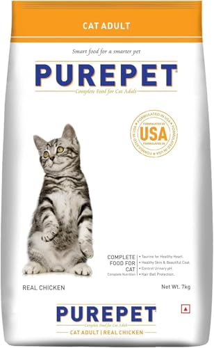 Image of Purepet Adult Dry Cat Food 7kg | Real Chicken Flavour | Taurine for Strong Heart | Supports Skin & Coat | Maintains Urinary pH | Reduces Hairball Formation