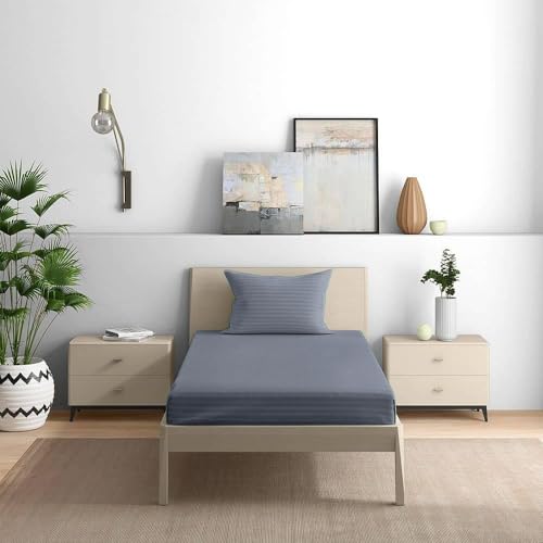 Image of Wakefit Wakefit Bluegranite 100% Cotton Flat Bedsheet with 1 Pillow Cover Single Size