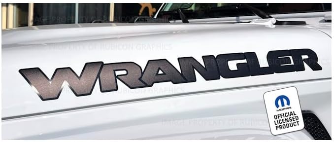 Decal Mods Wrangler Hood Graphic Vinyl Decal fits Jeep Wrangler JL/JT (2018-2026) Matte Black with Black Gloss Outline (Set of 2) - CB | UV1R1