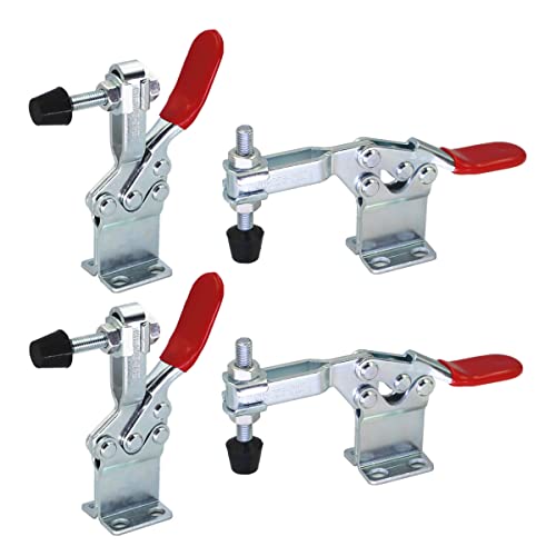 CN-BOGONG 4PCS GH-225-DHB Toggle Clamp 550Lbs /250KG Holding Capacity Heavy Antislip Heavy Duty Toggle Clamp Adjustable Hand Tool For Machine Operation, Woodworking, Welding (GH-225-DHB（Heighten）)