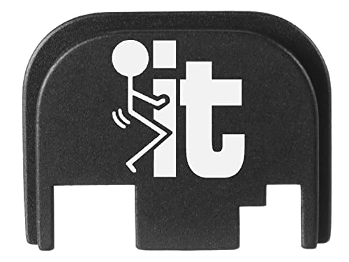 NDZ Performance Rear Slide Cover Back Plate for Glock Gen 1-4 9MM .40 S&W .357 SIG 10MM .45 Gap Laser Engraved Hardcoat Anodized Aluminum in Black - F It Stickman