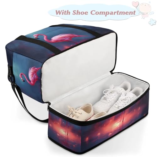 Large Weekender Overnight Bags Animal Flamingo Travel Duffel Bag for Women Men Gym Bag With Shoe Compartment Foldie Travel Tote Bag Carry On Personal Item Bag for Travel Gym Sports4