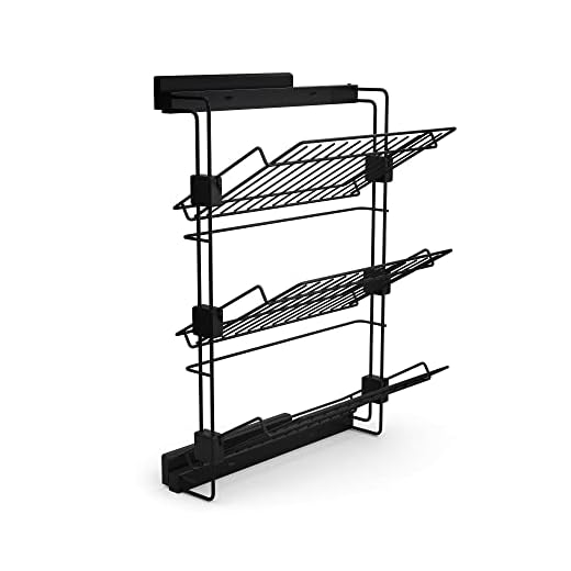 EMUCA - Zapatero Lateral extraíble para armarios y vestidores Hack, Izquierda, Pintado Negro Texturizado, Acero