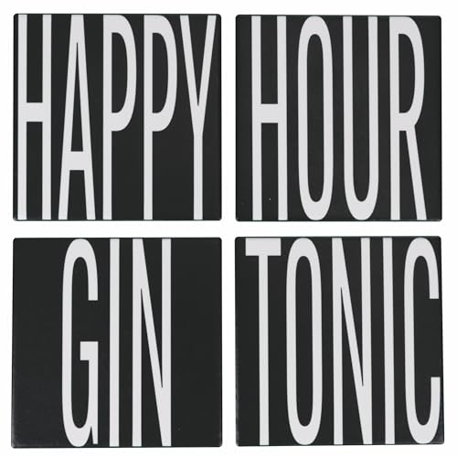 Bigismore Keramikfliesen 4er-Set Dekorativ Schwarz-Weiß