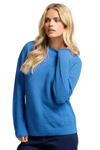 M&Co Petite Funnel Neck Knitted Jumper - Women's Blue