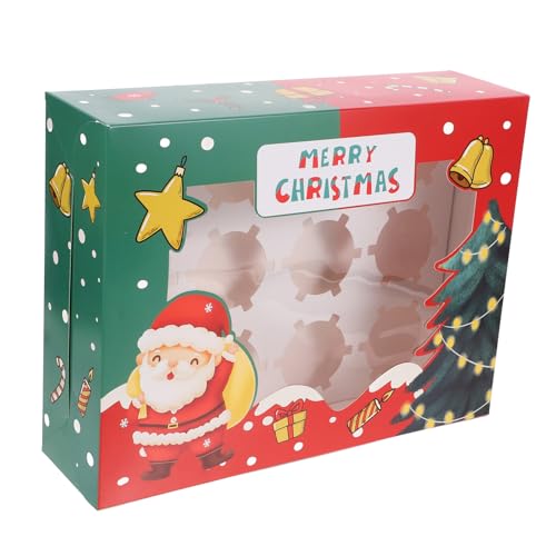 MUCKLILY クリスマス ボックス 入り ケーキ パッケージ 収納 コンテナ クリスマスクッキー キャンディ マカロン マフィン ペストリー 包装 バラエティお菓子対応 折りたたみ式 ホリデー パーティー