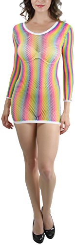 Image of ToBeInStyle Women's Stretch See Through Fishnet Novelty Mini Rave Party Dress