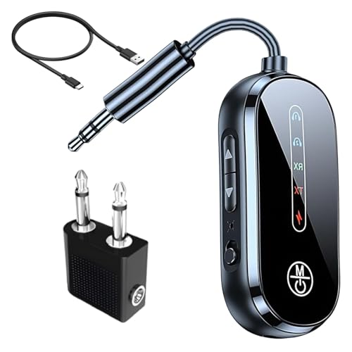 Zyler Bluetooth 5.4 Transmitter and Receiver 2-in-1 Wireless Adapter for Airplane Travel: Connect 2 Airpods/Headphones to In-Flight Entertainment TV Car Stereo via 3.5mm AUX Jack