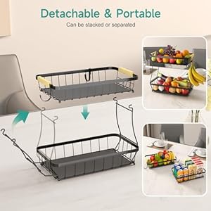 2tierfruitbasketforkitchenwith2bananahangersdetachablemetalfruitbowlforkitchencounterforfruitandvegetablestoragelargecapacitytieredfruittray Urban Country Home Decor 2 tier fruit basket for kitchen with 2 banana hangers detachable metal fruit bowl for kitchen counter for fruit and vegetable storage large capacity tiered fruit tray urban country home decor