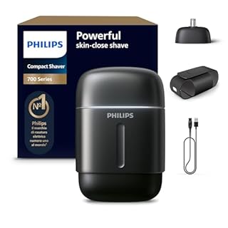 Philips Shaver Serie 700 - rasoio elettrico compatto, sistema Lift & Cut, lame Dual SteelPrecision, testine 4D Flex, rasatura Wet & Dry, rifinitore naso, custodia da viaggio, modello S792/06