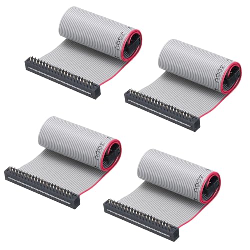 Cable plano IDC de 40 pines y 2,54 mm para conexiones seguras en color gris, 4 uds