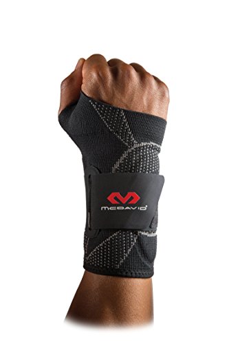 McDavid - Muñequera elástica de alta tecnicidad con refuerzos y correas de gel para sujetar la muñeca y aliviar el dolor de muñeca del túnel carpiano y la tendinitis - MD5131-01-10, S/M, Negro