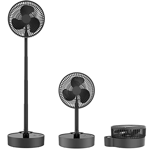 Image of Koonie 10000mAh Battery Operated Oscillating Fan, 8 Inch Portable Foldaway Fan, Rechargeable Desk Fan with 20H Work Time, 3 Speeds, Height Adjustment, Super Quiet for Home Camping Tent Travel Outdoor