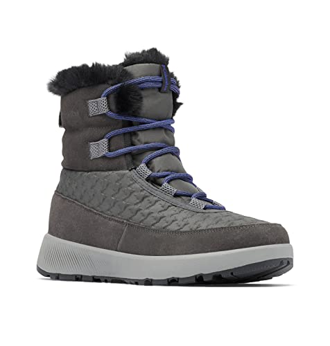Columbia Women's Slopeside Peak Luxe, Shark/Clematis Blue, 9.5