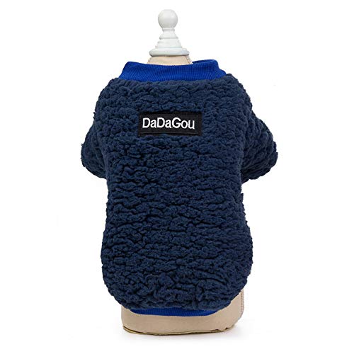 SMALLLEE_LUCKY_STORE Soft Sherpa Fleece Jumper for Small Dog Cat Sweatshirt Jacket Pullover Sweater Puppy Kitten Winter Coat Warm Pet Clothes,Dark Blue M