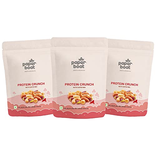 Image of Paper Boat Protein Crunch, Premium Nuts SuperMix, Healthy Trail Mix with Dry Fruits | Almonds I Cashews I Pistachio I Chickpeas | Dryfruit (Pack of 3, 100g Each)