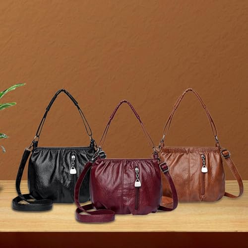 Image of CALANDIS Hobo Bag for Women PU Leather Casual Large Capacity Lightweight Shoulder Bag Brown | Womens Handbags & Bags