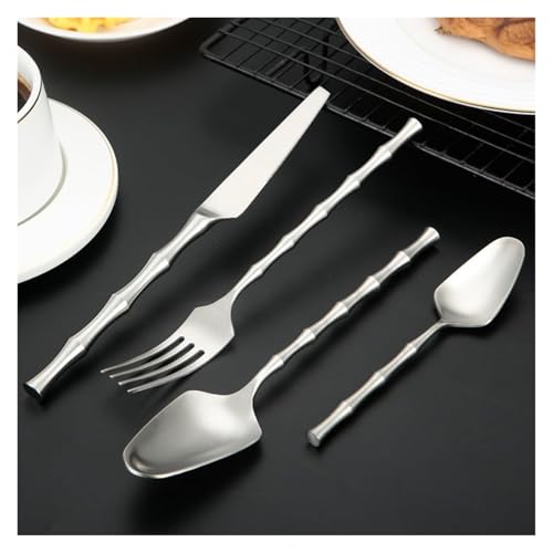 Ensemble de couverts 16 pièces avec couteau à steak et fourchette dorée - 5